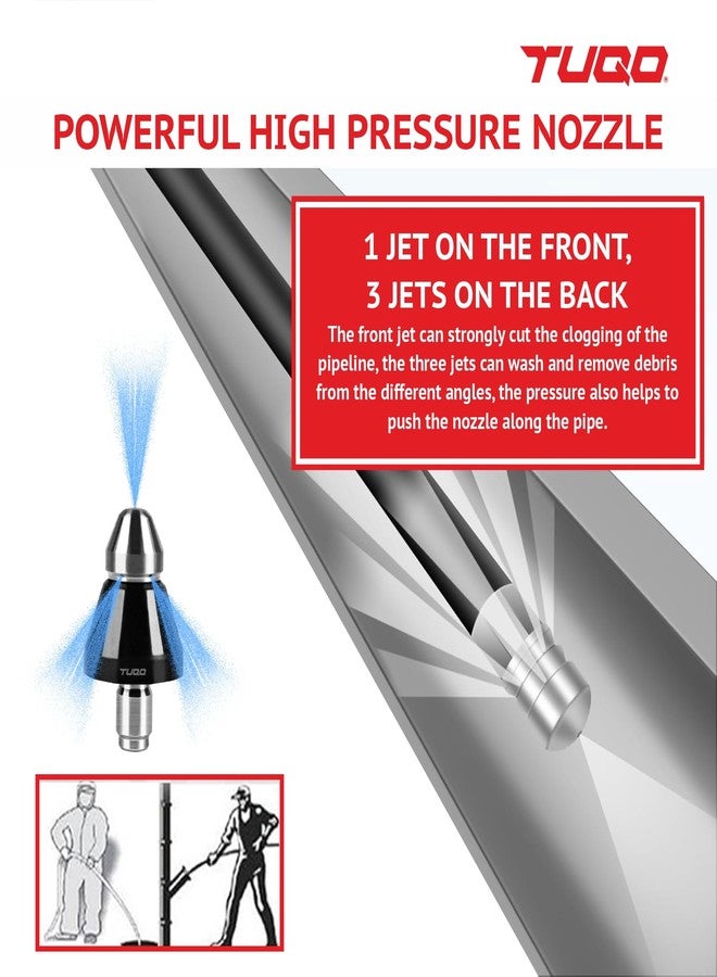 TUQO DS07 | 3/8" Plug Rotary Sewer Cleaning Tool High-pressure Nozzle | Drain Augers, Sewer Pipe, Hair Clog Remover | Toilet Clog Remover - Image 3